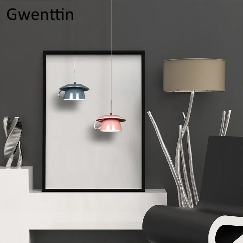 DecorBites™ Ceramic Cup Pendant Light: Stylish LED Hanging Lamp for Home Decor and Kitchen