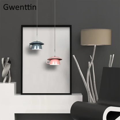 DecorBites™ Ceramic Cup Pendant Light: Stylish LED Hanging Lamp for Home Decor and Kitchen