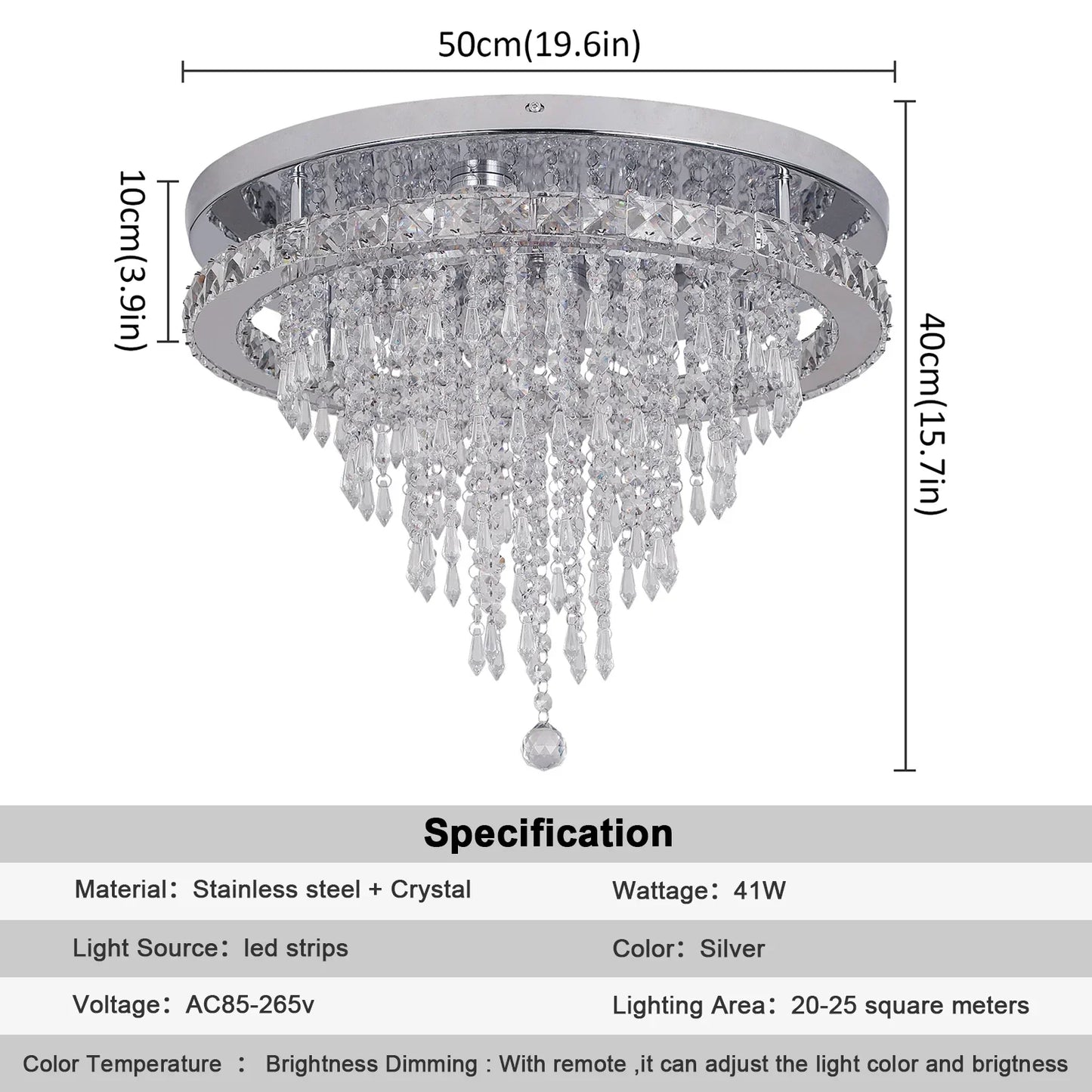 DecorBites™ Crystal LED Ceiling Chandelier: Remote Dimming Round Lamp for Luxury Home Decor