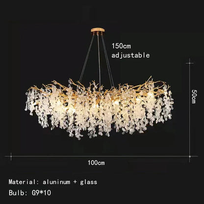 DecorBites™ Gold Aluminium Crystal Chandelier for Elegant Dining Room Lighting