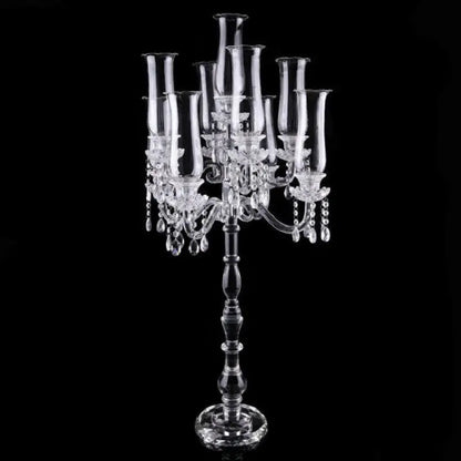 DecorBites™ Crystal Glass Cover Candle Holders - Elegant Table Centerpiece for Candlelight Dinners