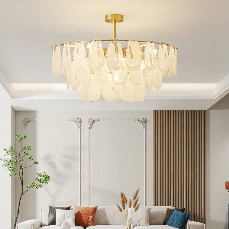 DecorBites™ Crystal Chandelier: Modern Brass Luxury for Living Room & Bedroom