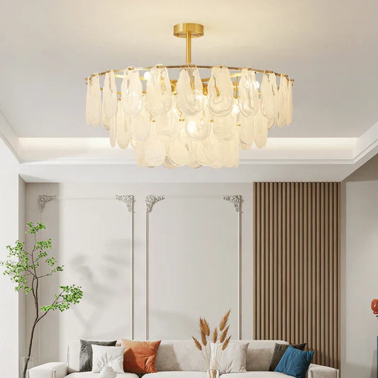 DecorBites™ Crystal Chandelier: Modern Brass Luxury for Living Room & Bedroom