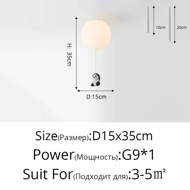 DecorBites™ Kids Cartoon Panda Polar Bear Ceiling Light Chandelier for Boys and Girls' Bedroom