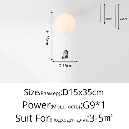 DecorBites™ Kids Cartoon Panda Polar Bear Ceiling Light Chandelier for Boys and Girls' Bedroom