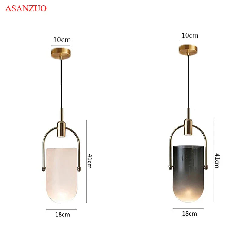 DecorBites™ Gradient Glass Pendant Light: Modern Nordic Hanging Fixture for Bedside Living Dining Decor