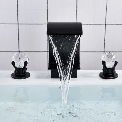 DecorBites™ Crystal Waterfall Basin Faucet with Wide Spout for Bath Sink - Hot and Cold
