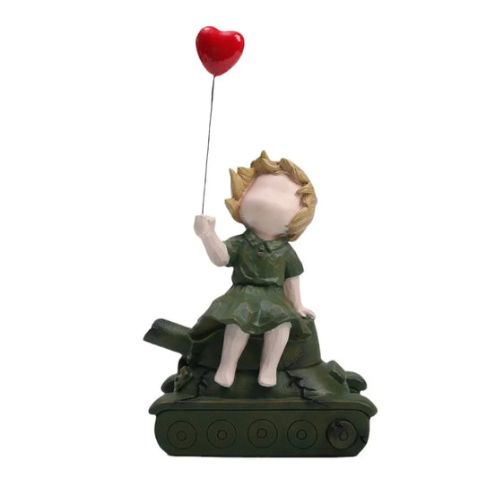 DecorBites™ Balloon Girl Tank Art Figure Resin Statues Collection for Interior Decor