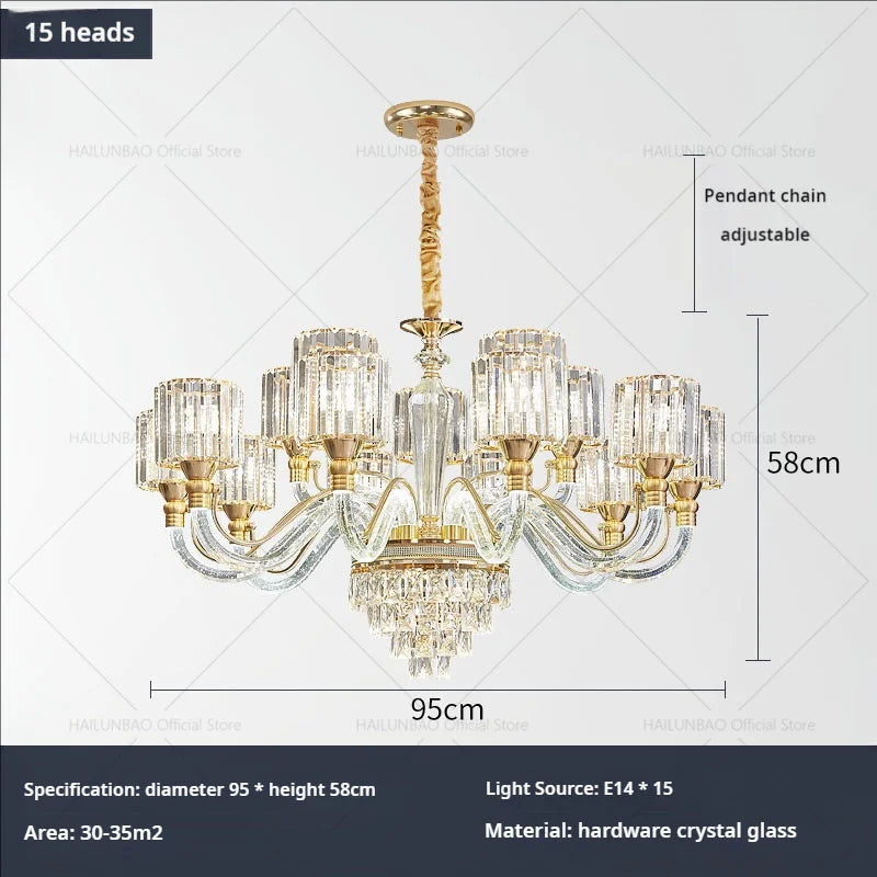 DecorBites™ Crystal Chandelier: Luxury Nordic Home Lamps for Living Room, Bedroom, Dining & Study