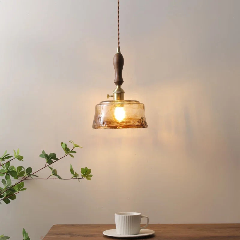 DecorBites™ Amber Glass Pendant Lamps Copper Modern Hanging Lights for Living Dining Bedroom