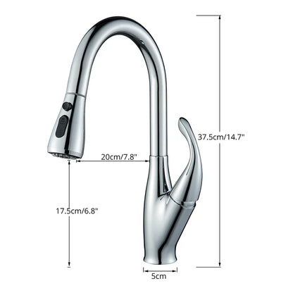 DecorBites™ Kitchen Faucet: Chrome/Black Pull Out Mixer with 2 Function Spout