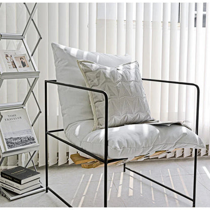 Funda de almohada DecorBites™ de terciopelo cortado con bordado geométrico cónico, cojín cuadrado plateado de lujo