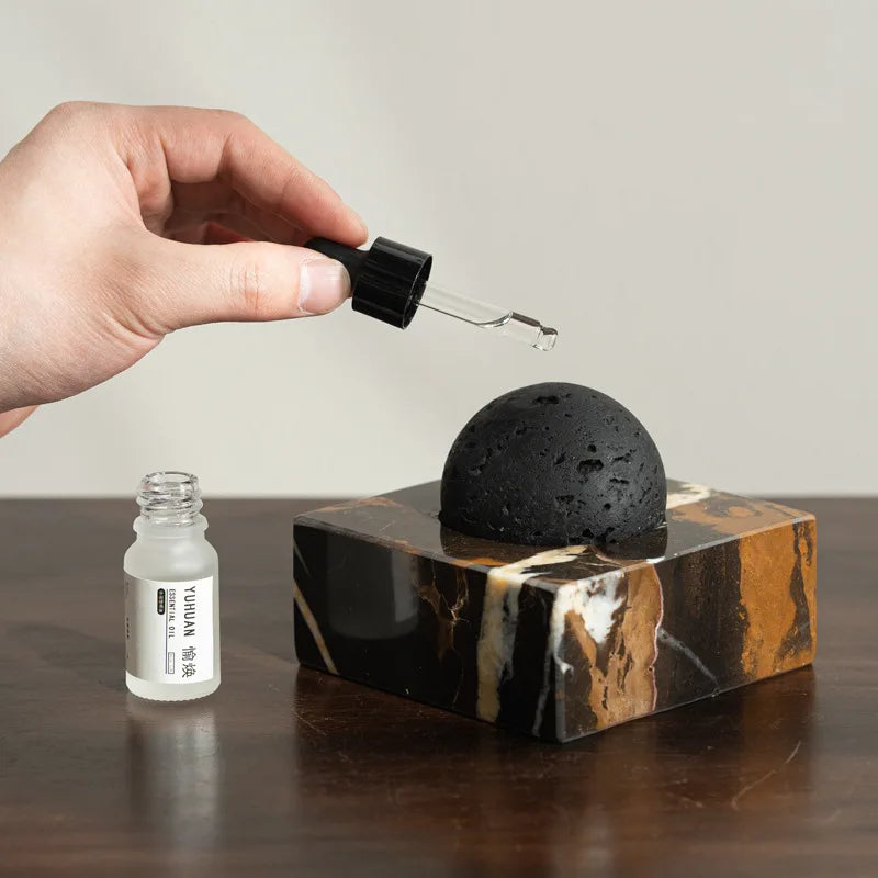 DecorBites™ Lava Rock Stone Diffuser, Marble Base, Luxury Essential Oil Diffusers for Home Offices