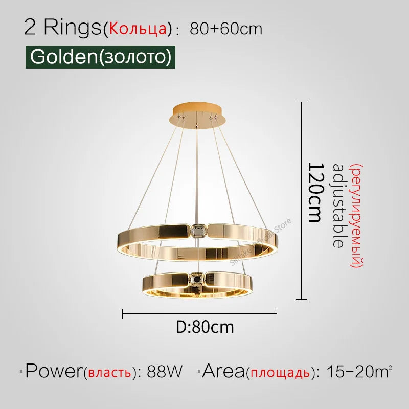 DecorBites™ Diamond Ring Chandelier | Nordic Crystal Bedroom and Living Room Luxury Lamp