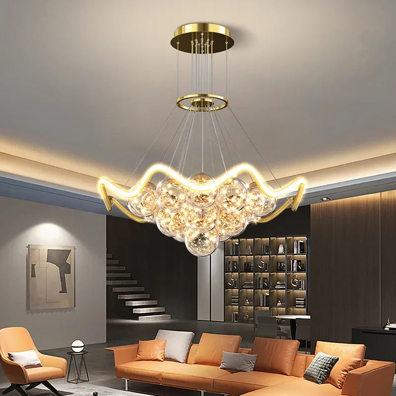 DecorBites™ Bubble Pendant Chandelier: Modern Dimmable LED Lighting for Home Decor