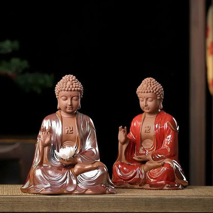 DecorBites™ Ceramic Sakyamuni Buddha Statue 24cm - Chinese Style Decorative Ornament