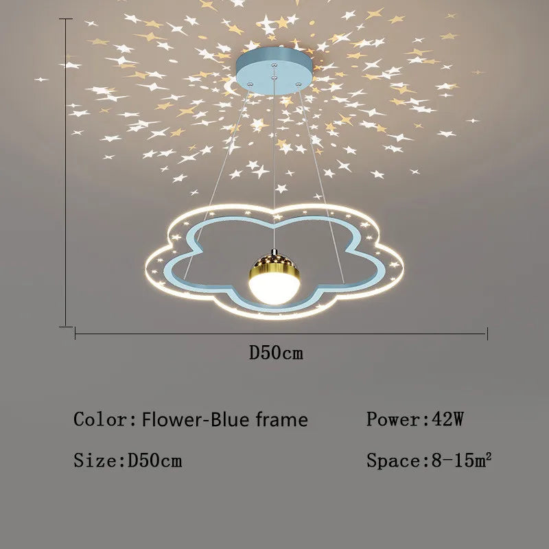 DecorBites™ Cloud Flower LED Chandelier: Modern Starry Sky Decor for Kid's Bedroom and Study Hall