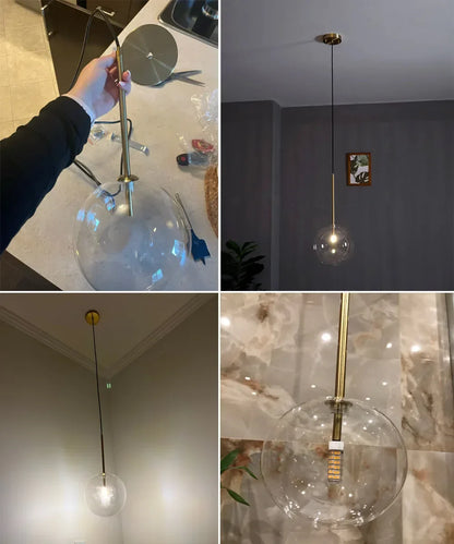 Decorbites™ Klares Glas-Chandelier-Pendant-Lampe Vintage Nordisch Glasball-Hängeleuchte