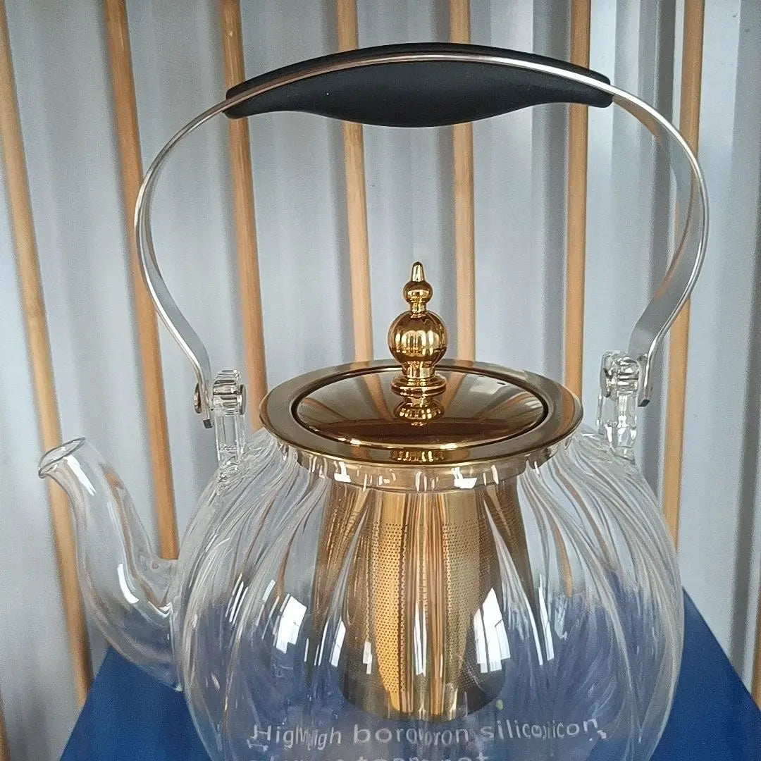 DecorBites™ Amber Glass Teapot Filter, Heat-Resistant, Pumpkin-Shaped, Ideal for Boiling and Brewing Tea