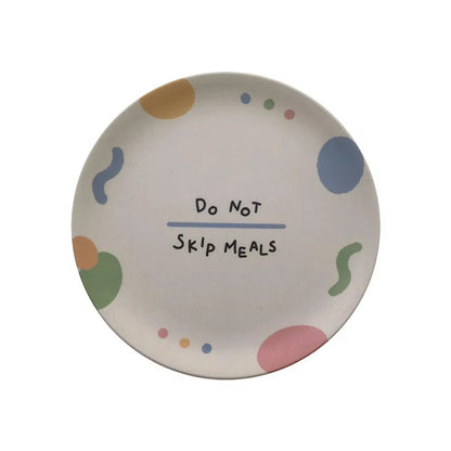 DecorBites™ Korean Style Round Bamboo Fiber Dining Plate for Desserts, Fruits, and Cakes