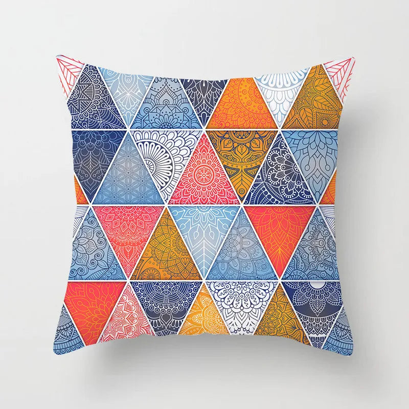 غطاء وسادة هندسي مربع من DecorBites™، غطاء وسادة أريكة بتصميم عرقي عتيق، مقاس 45×45 سم، ديكور منزلي