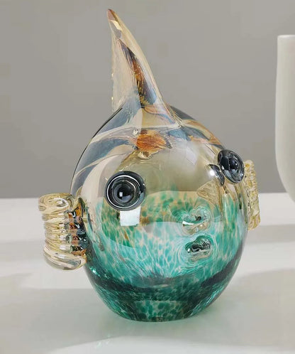 DecorBites™ Hand Blown Glass Fish Figurine Crystal Sculpture Home Decor Gift Fengshui Ornament