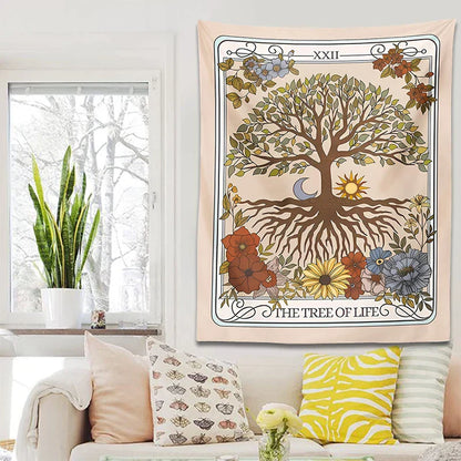 Decobites Tree of Life Tarot Tapestry Wall Hanging for Mystical Forest Vibes