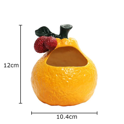 DecorBites™ Ceramic Ashtray: Orange & Lychee Design, Desktop Smoking Accessories, Portable Ash Tray