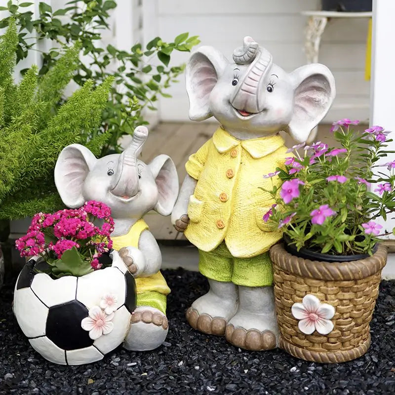 DecorBites™ Elephant Garden Decoration | Creative Animal Flower Pots for Kindergarten and Outdoor Decor