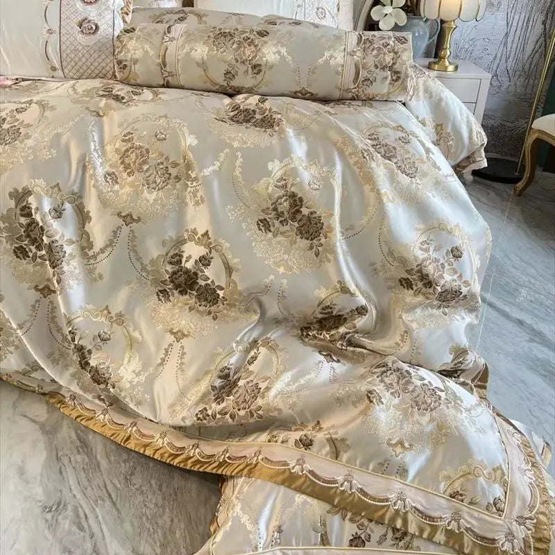 Decobites Luxury European Palace Jacquard Cotton Embroidery Bedding Set