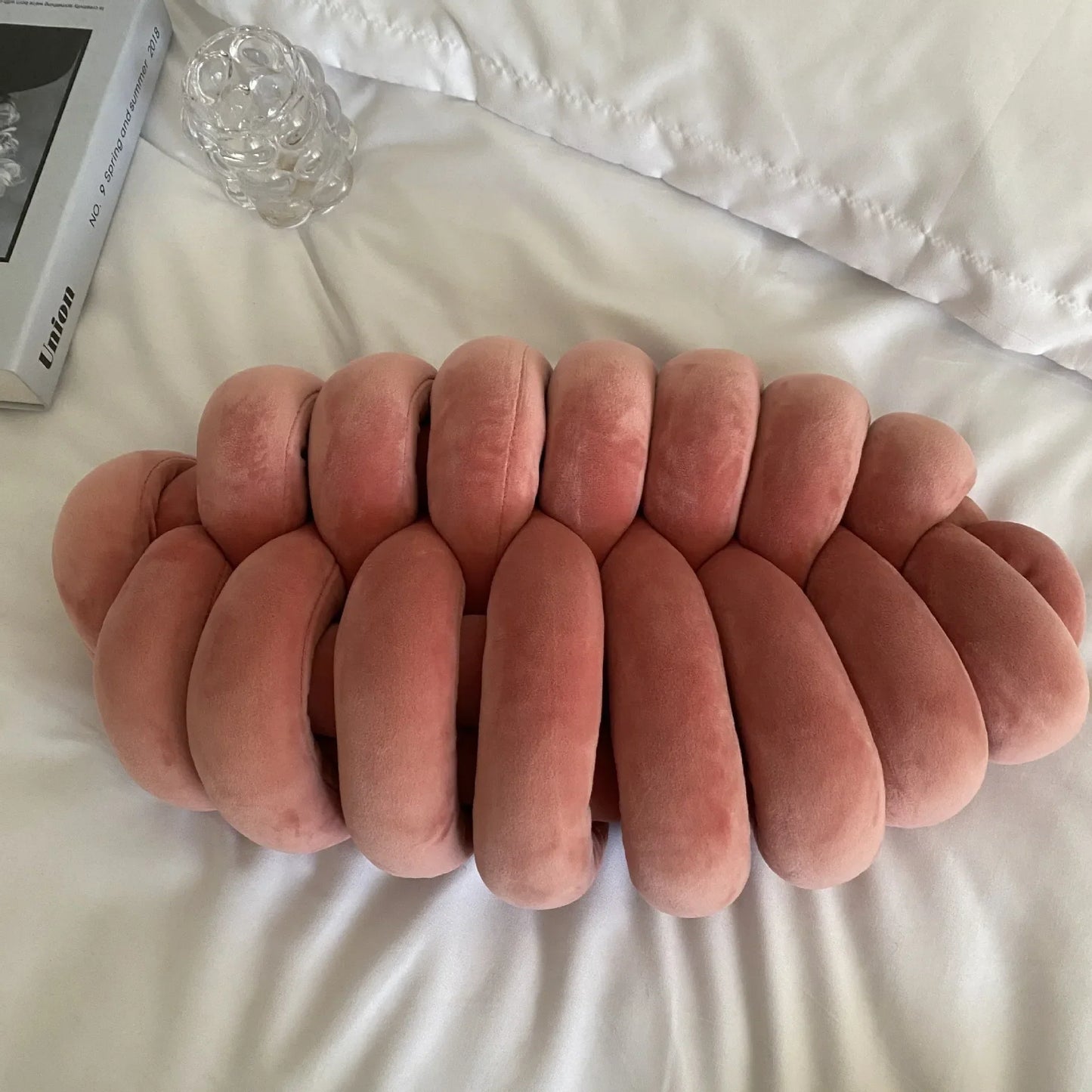 DecorBites™ Knot Plush Christmas Green Throw Pillow for Aesthetic Home Decor