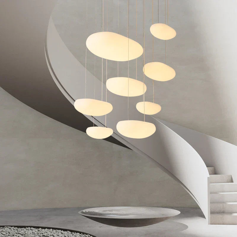 Luz colgante de guijarro LED Decorbites™: Elegante lámpara de araña blanca para la decoración del salón, dormitorio y restaurante.