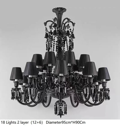DecorBites™ Black Crystal Chandelier: Luxury Lighting for Villa Hotel, Living Room, Dining Room