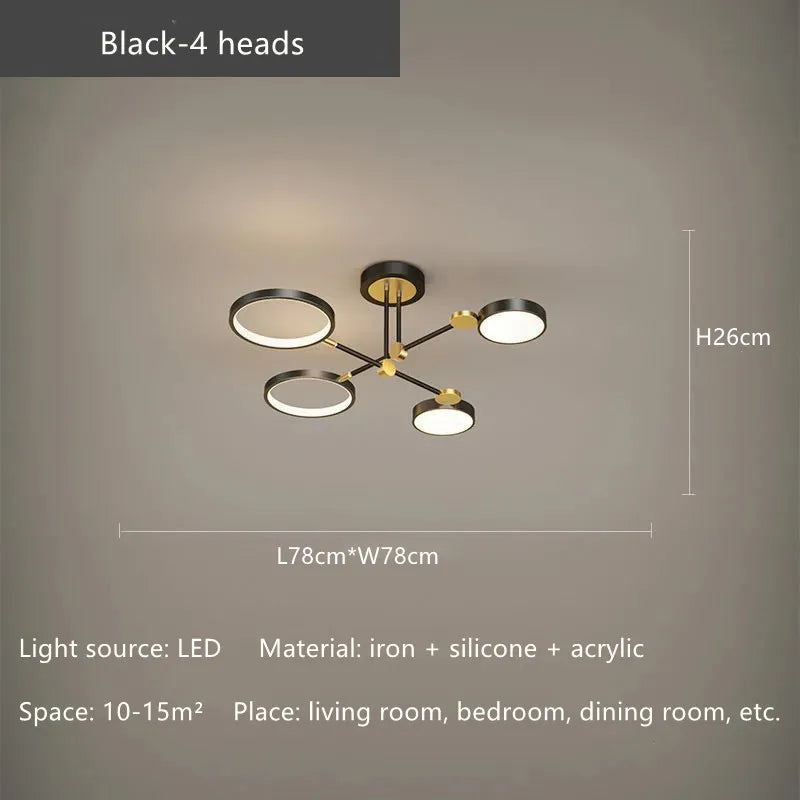 DecorBites™ Gold Frame LED Ceiling Lamp - Remote Control Dimmable Chandelier