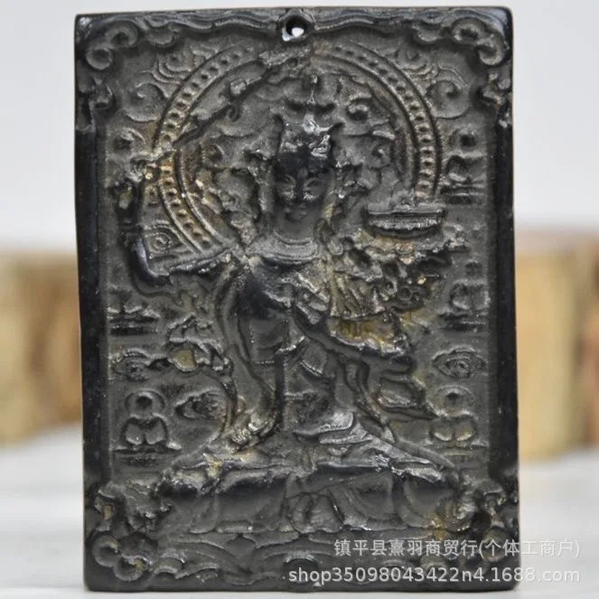 DecorBites™ Black Iron Meteorite Sun God Statue - Hongshan Culture Archaize Sculpture