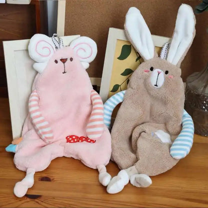 DecorBites™ Cartoon Animals Hand Towel: Soft Coral Fleece, High Absorbency, Skin Friendly Kids' Towel