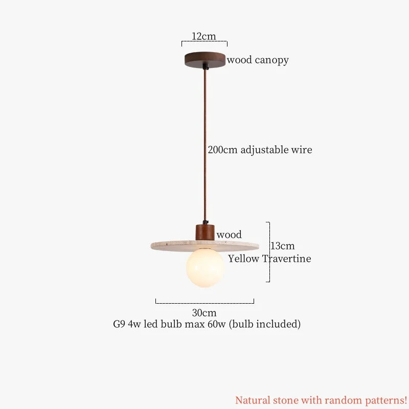Travertine Stone Pendant Lamp Wabi Sabi Style