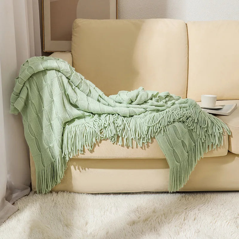 DecorBites™ Knitted Geometric Throw Blanket