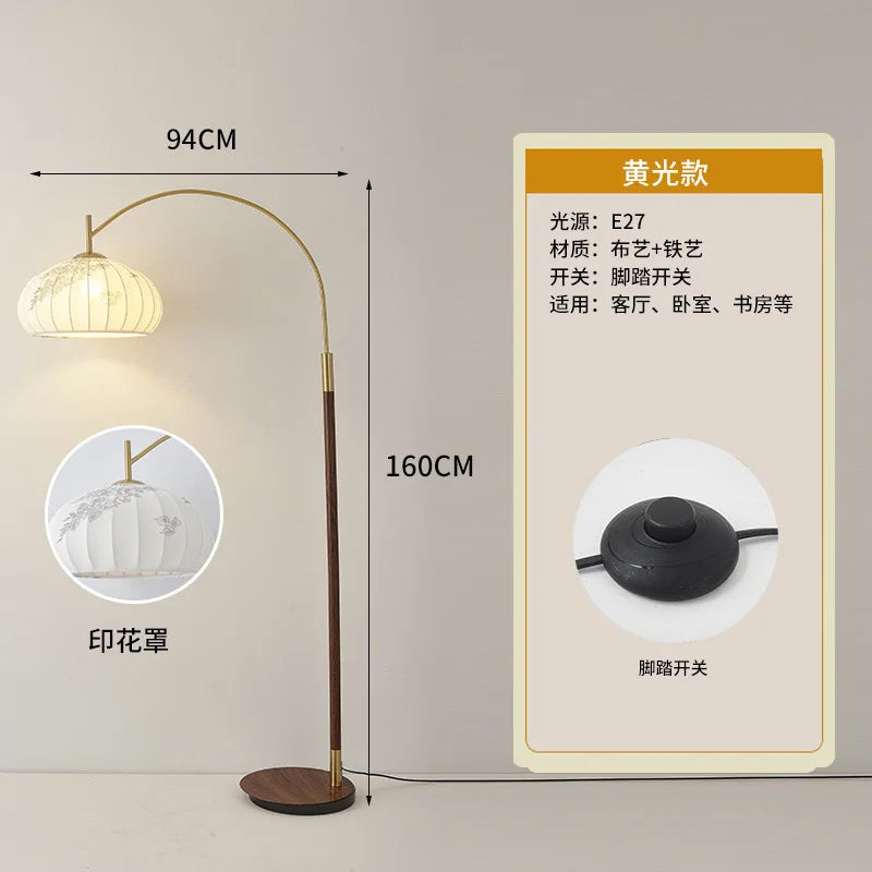 DecorBites™ مصباح أرضي عتيق على شكل صيد السمك لغرفة المعيشة وغرفة النوم والدراسة