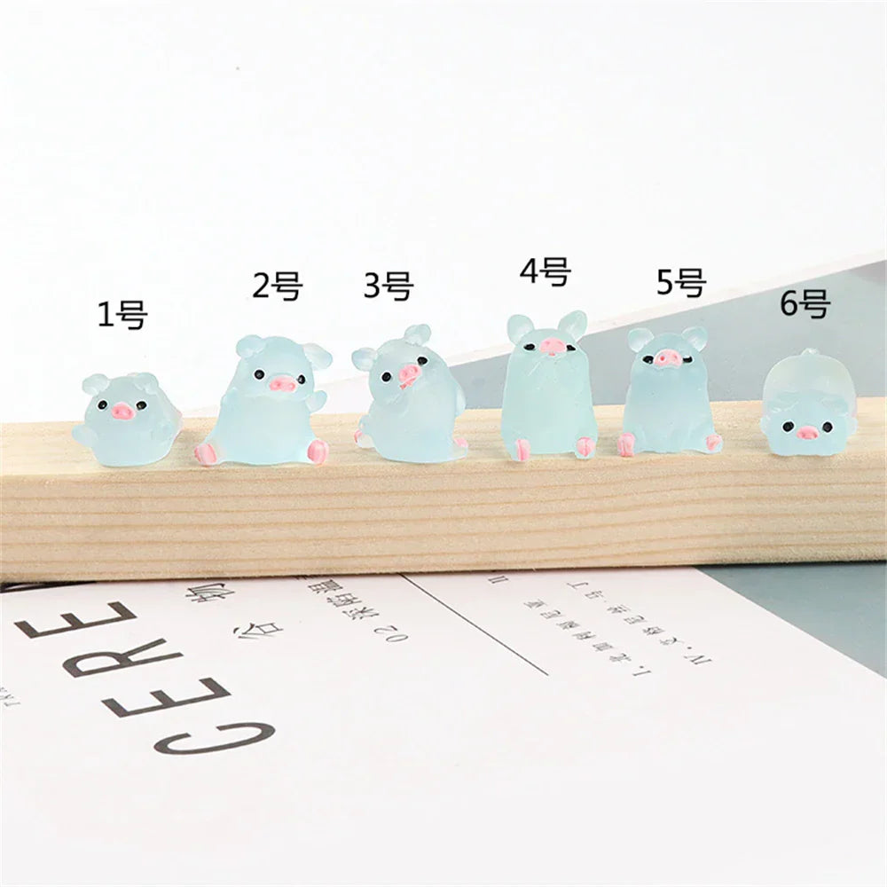 ديكور بايتس™ - تماثيل صغيرة على شكل خنزير كاواي - 6 قطع - حرف يدوية - ديكور منزلي