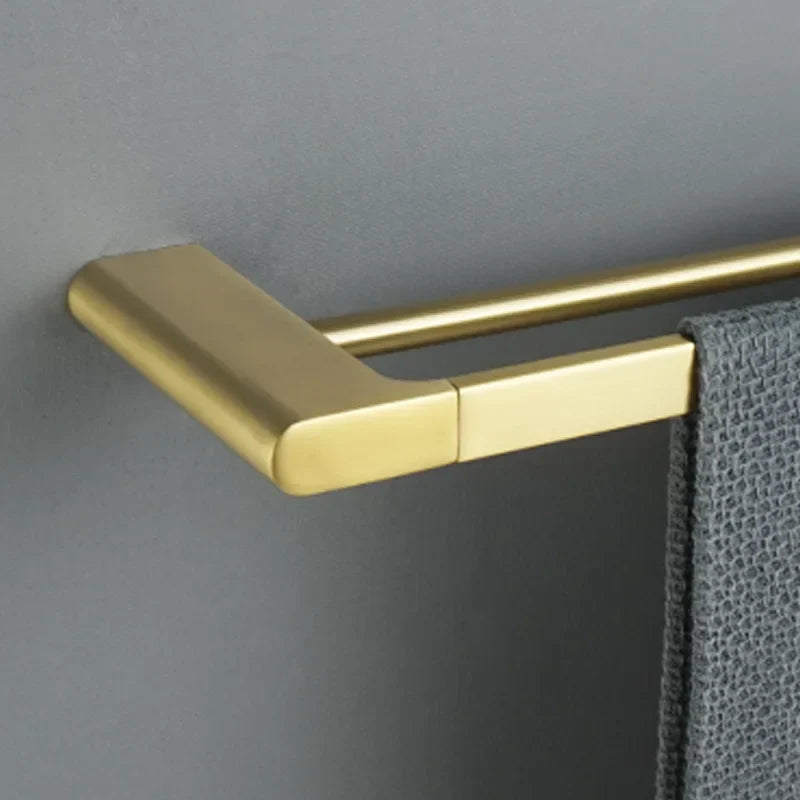 DecorBites™ Gold Bathroom Accessories Set: Towel Bar Rail, Toilet Paper Holder, Towel Rack, Hook
