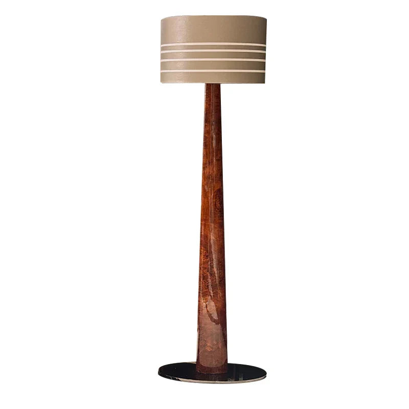 DecorBites™ Brown Leather Wooden Floor Lamp - Luxury Italian Design