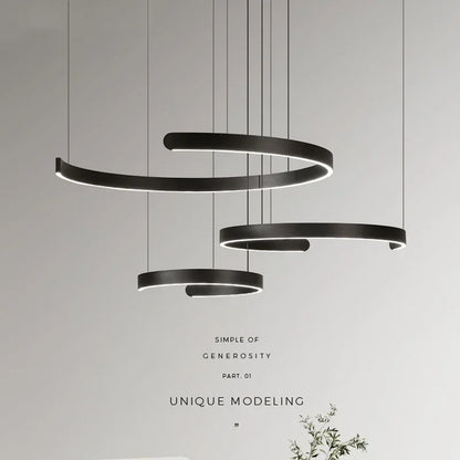 Lámpara colgante tipo araña LED negra DecorBites™ para vestíbulo, escaleras o bar; lámpara colgante minimalista para interiores.