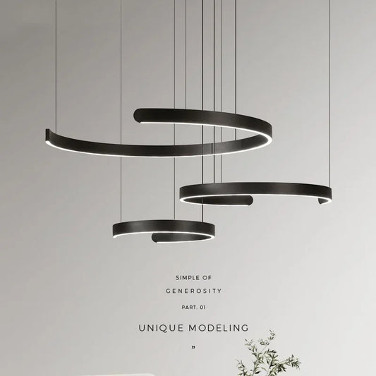 ثريا LED سوداء من DecorBites™، مصباح معلق بسيط للسلالم والبار في بهو المنزل