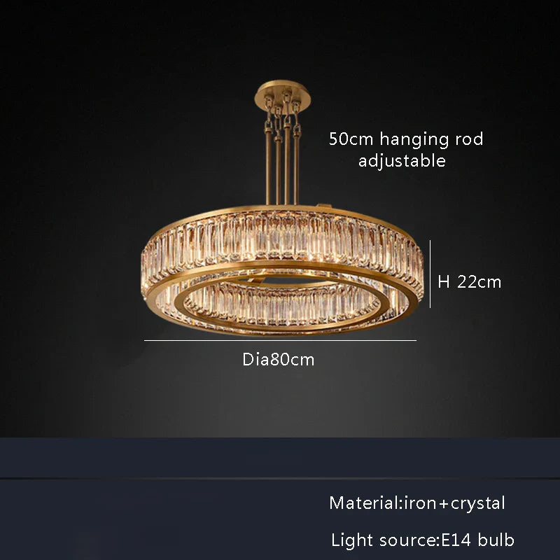 DecorBites™ Gold Crystal Ceiling Chandelier LED Light Fixture for Luxury Home Decor
