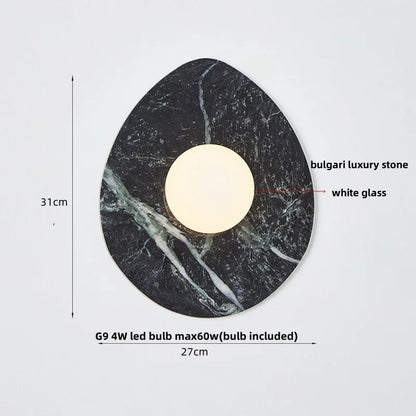 DecorBites™ Green Marble Stone LED Wall Sconce Lighting for Bedroom and Hallway