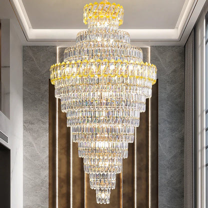DecorBites™ Crystal Chandelier: Penthouse Light Luxury for Villa Livingroom, Rotating Staircase Atmosphere
