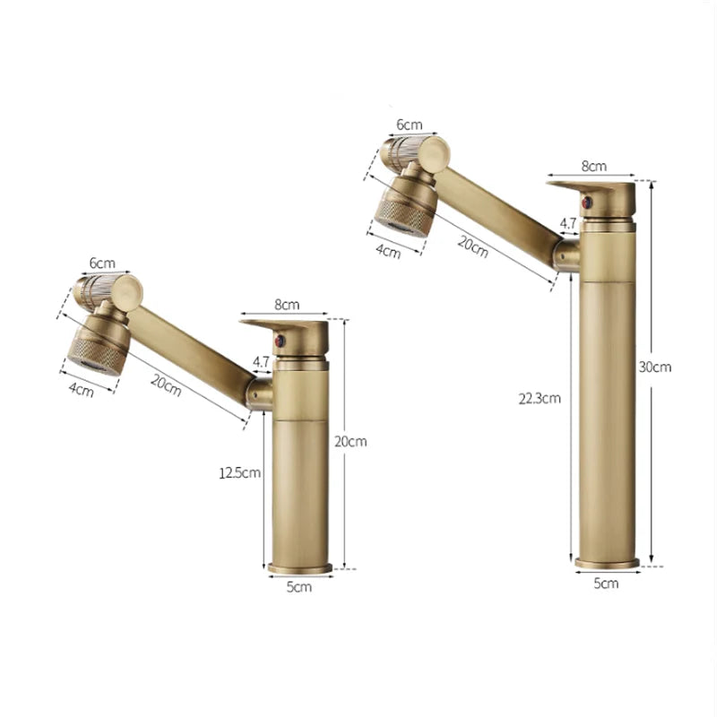 صنبور حوض الحمام برونزي عتيق من DecorBites™، خلاط مياه ساخنة وباردة، مثبت على السطح
