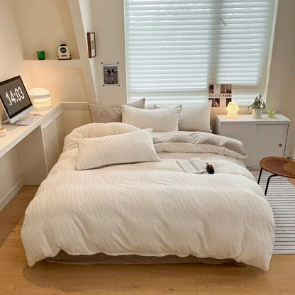 DecorBites™ High-Density Milk Fleece Duvet Set with Winter Warmth King Bedding & Plush Blanket Cover