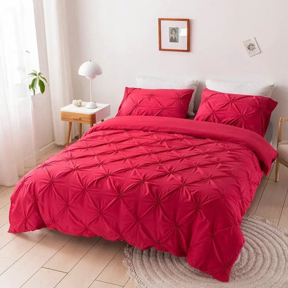 طقم غطاء لحاف DecorBites™ ثلاثي الأبعاد بثنيات صغيرة - طقم فراش بمقاس كوين وكينج، مكون من غطاء لحاف وغطاء وسادة